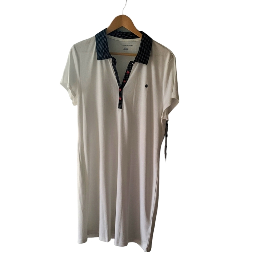 Tommy Hilfiger White Polo Shirt Dress Preppy Classic Patriotic USA Size XL NWT - Picture 4 of 7